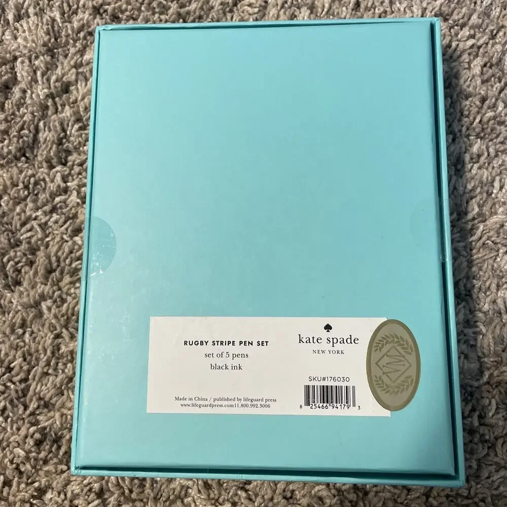 Kate Spade New York Rugby Stripe Ink Pen Set Plastic Set of 5 - New